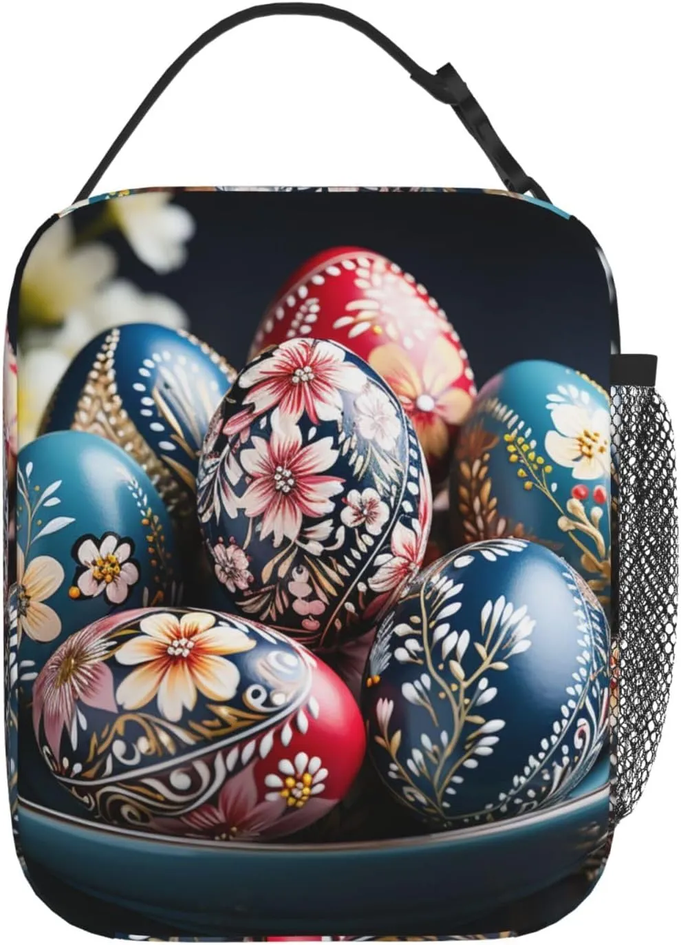 Insulated Lunch Bag for Women Men Portable Reusable Lunch Box Surrounded by Easter Eggs Lunch Tote Bag for Work Picnic Travel