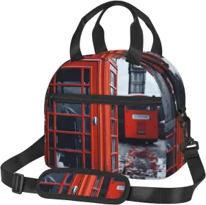 Insulated Lunchbox Reusable Cooler Bag England UK Retro London Telephone Lunch Bag Portable Lunch Tote Bag for Work Picnic