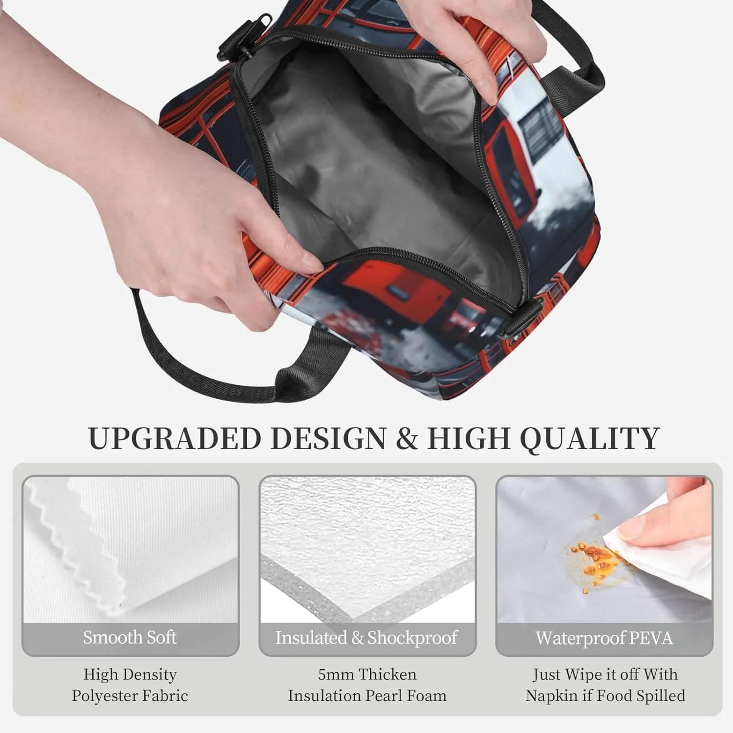 Insulated Lunchbox Reusable Cooler Bag England UK Retro London Telephone Lunch Bag Portable Lunch Tote Bag for Work Picnic