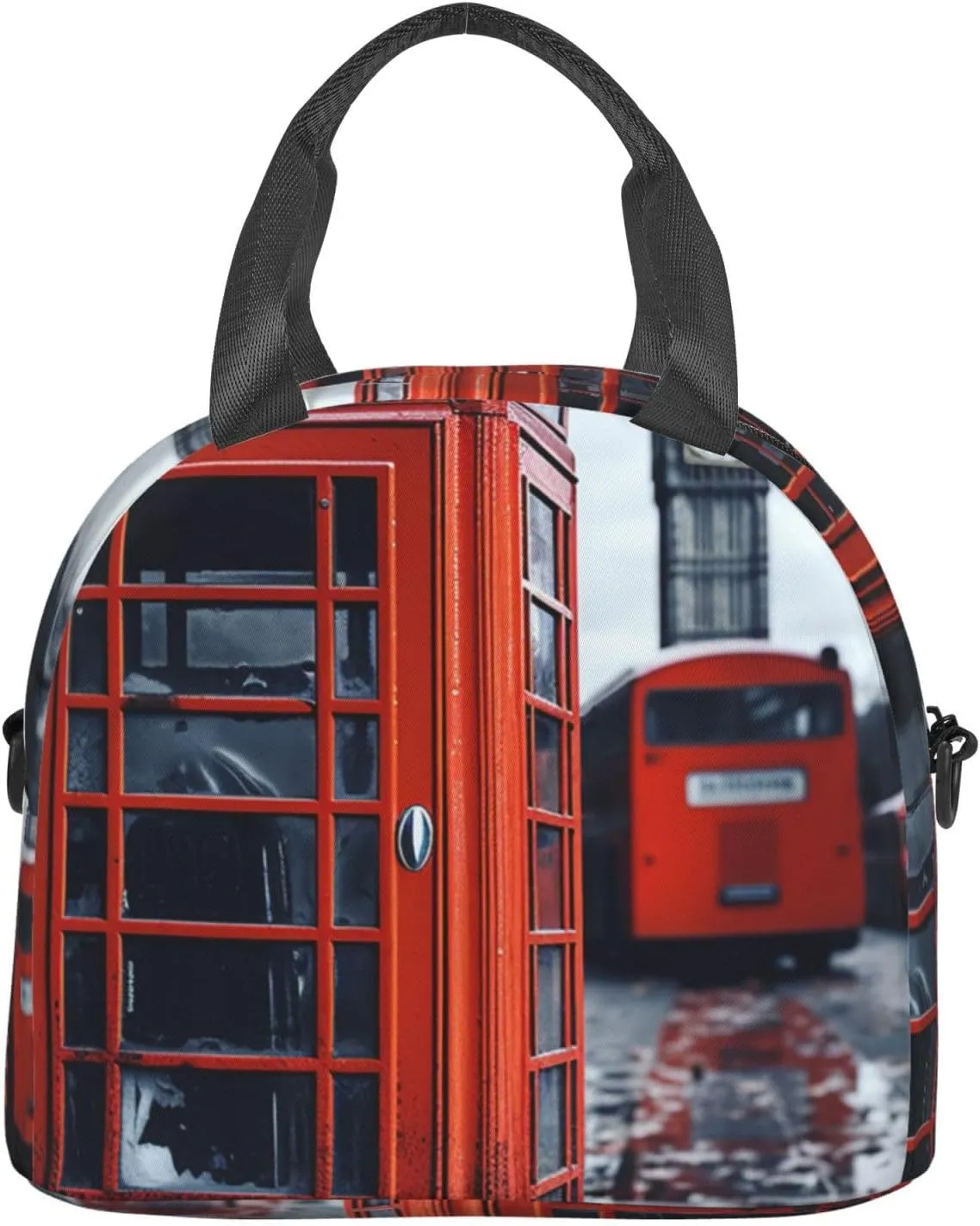 Insulated Lunchbox Reusable Cooler Bag England UK Retro London Telephone Lunch Bag Portable Lunch Tote Bag for Work Picnic