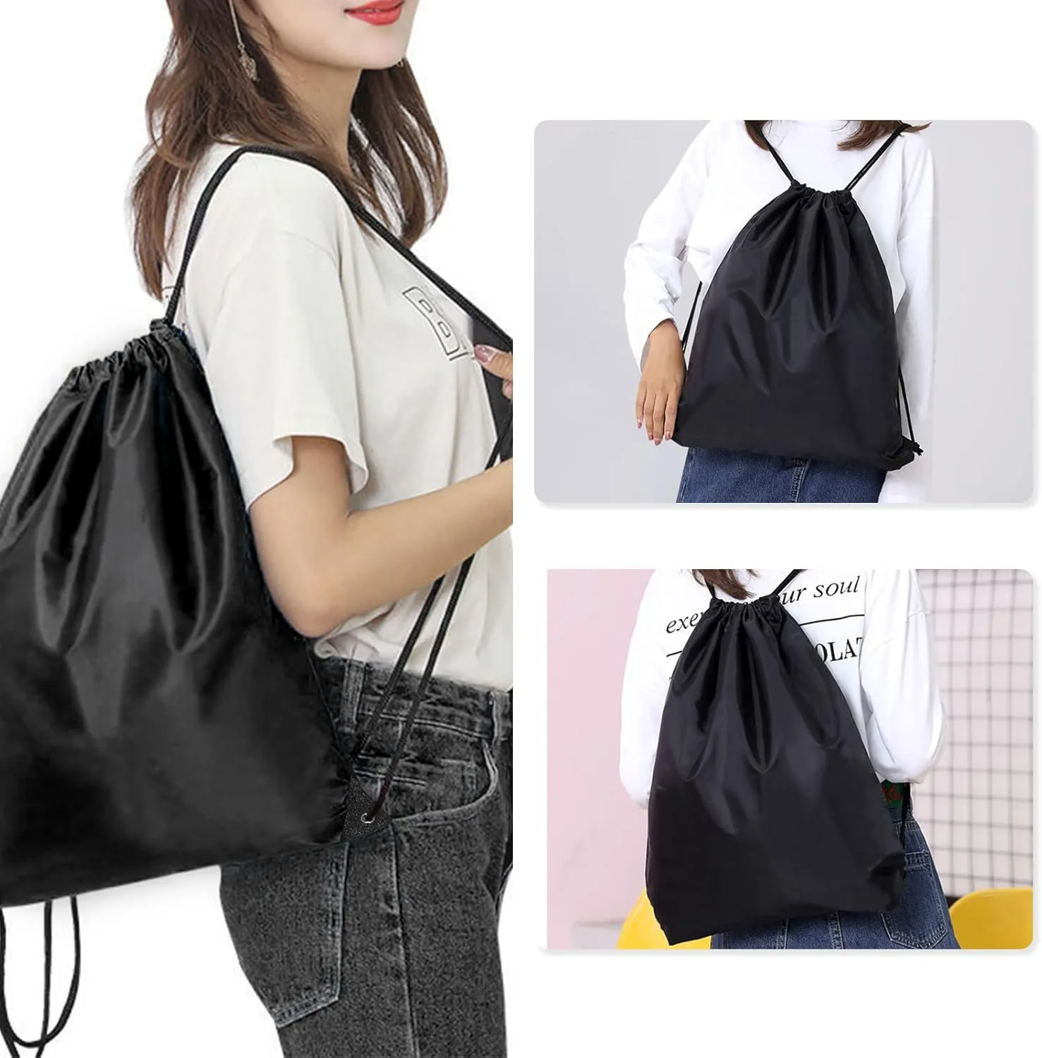 INVODA Drawstring Backpack 12PCS Bulk String Backpack Drawstring Bags Sport Gym Cinch Bag Sackpack for Women Men (Mix Colors 12PCS)