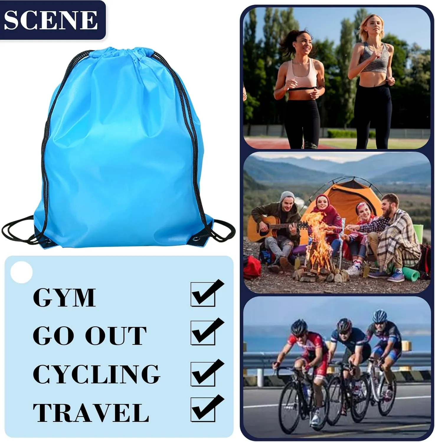 INVODA Drawstring Backpack 12PCS Bulk String Backpack Drawstring Bags Sport Gym Cinch Bag Sackpack for Women Men (Mix Colors 12PCS)
