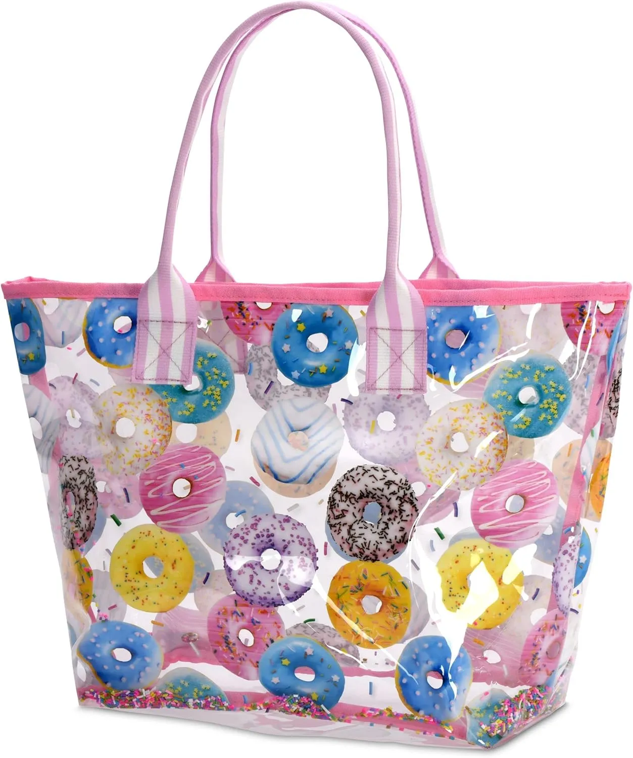 iscream Fun Print Clear Double Handle Travel and Shopping Tote Bag Collection