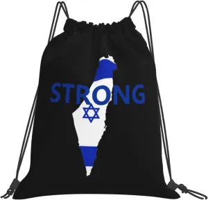 Israel Strong I Stand With Israel Drawstring Bags Waterproof Gym Bag Sports Travel Yoga Backpack For Men Women