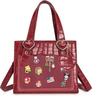 Ita Bag Crossbody Purses and Handbags, Kawaii Top Handle Shoulder Bags Pins Display with Insert