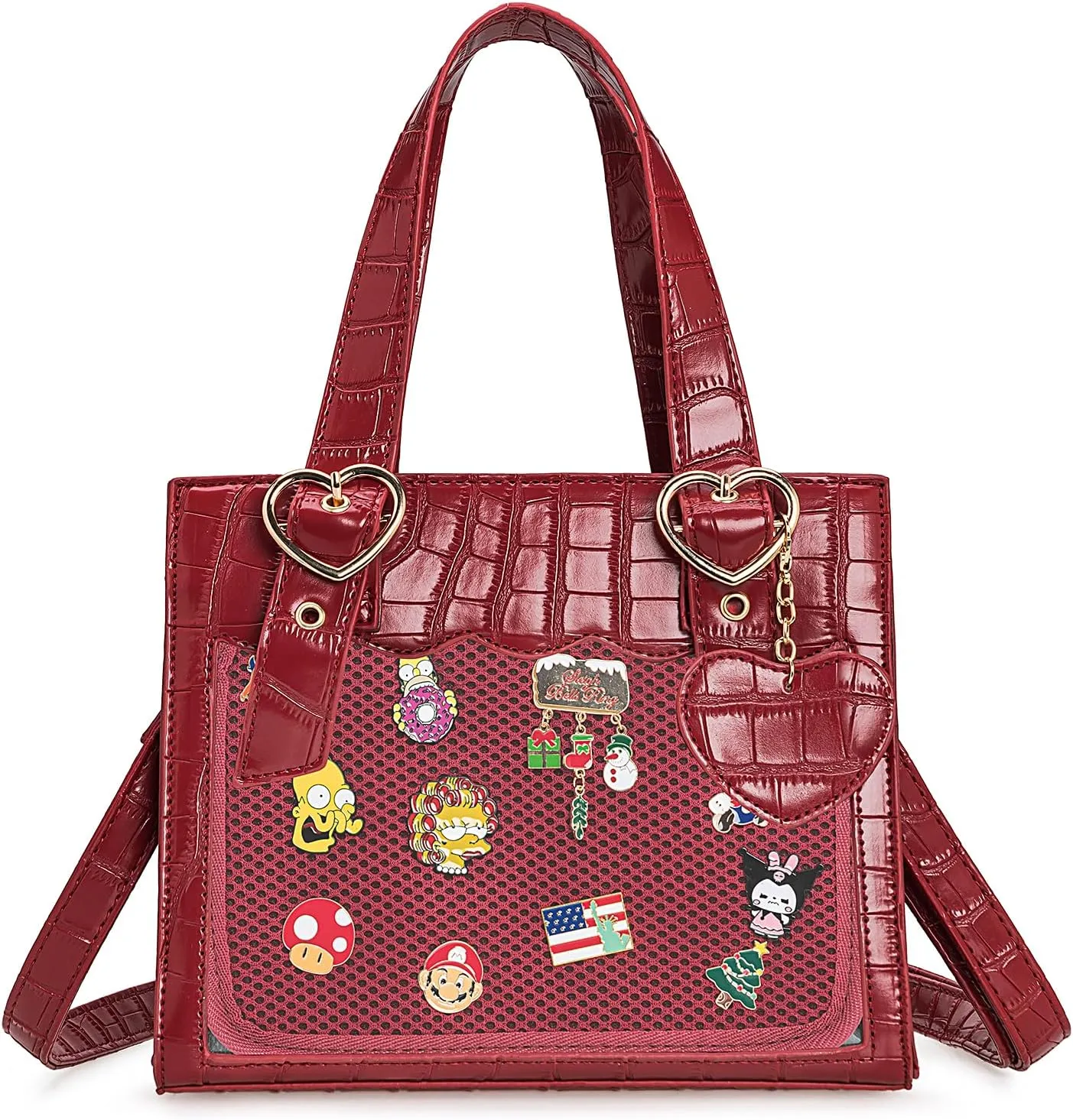 Ita Bag Crossbody Purses and Handbags, Kawaii Top Handle Shoulder Bags Pins Display with Insert