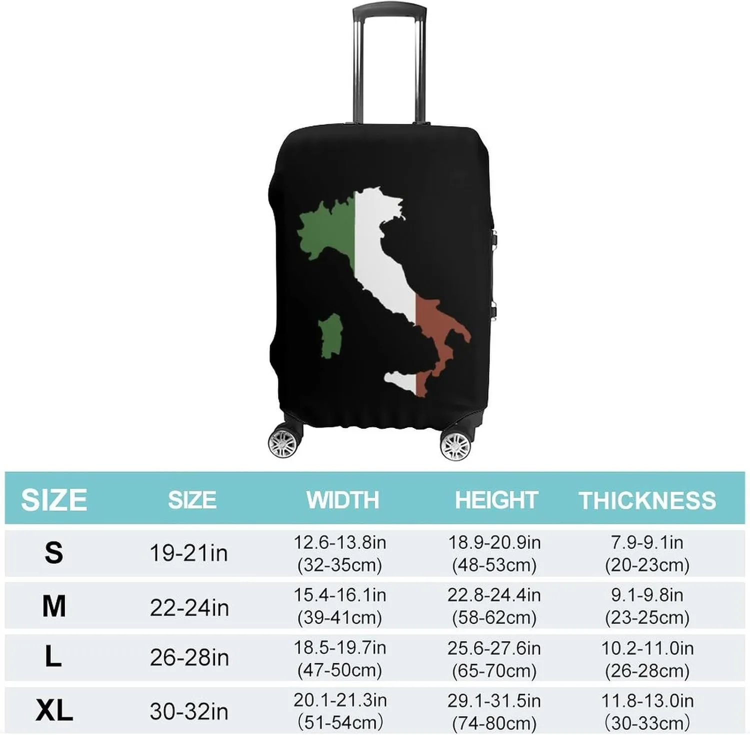 Italy Map Flag Fashion Luggage Cover Protector Washable Elastic Suitcase Cover Anti-Scratch Unisex Travel
