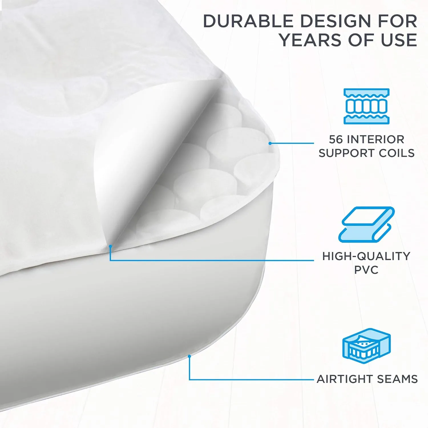 Ivation EZ-Bed (King) Air Mattress with Deflate Defender™ Technology Dual Auto Comfort Pump and Dual Layer Laminate Material - AirBed Frame & Rolling Case for Guest, Travel, Vacation, Camping