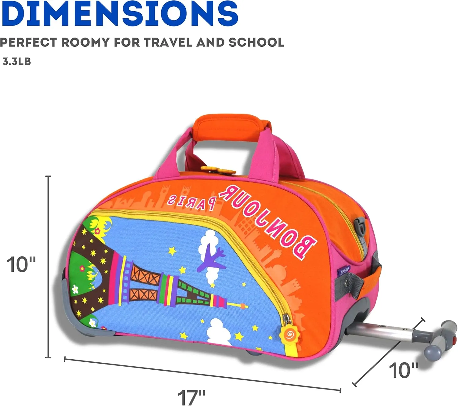 J World New York Kids' Paris Rolling Duffel Bag, Orange, One Size
