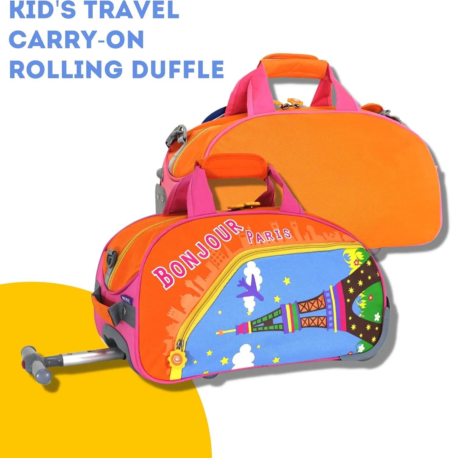 J World New York Kids' Paris Rolling Duffel Bag, Orange, One Size