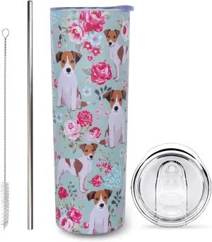 Jack Russell Terrier Gifts for Women Cute Dog Tumbler Coffee Cup for Women Jack Russell Terrier Travel Mug 20 Oz Stainless Steel Insulated Water Bottle With Lid and Straw