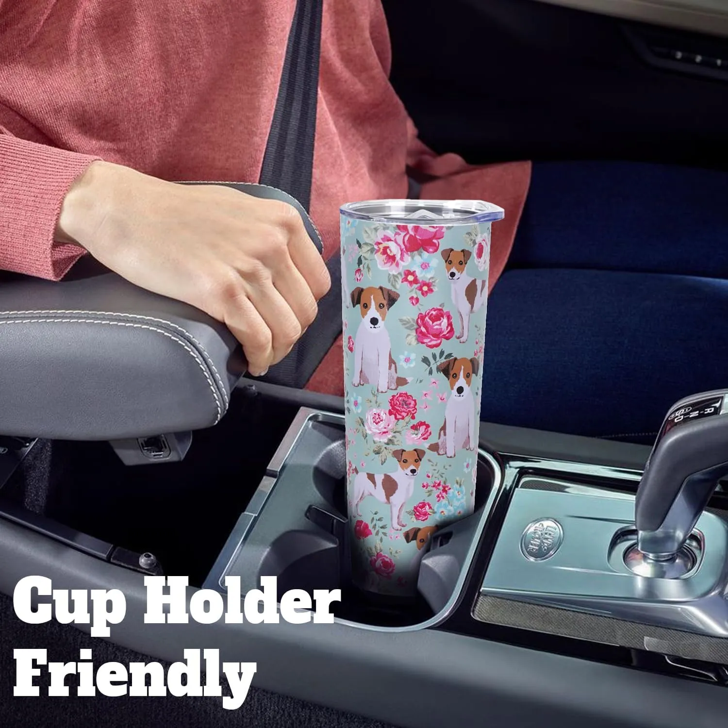 Jack Russell Terrier Gifts for Women Cute Dog Tumbler Coffee Cup for Women Jack Russell Terrier Travel Mug 20 Oz Stainless Steel Insulated Water Bottle With Lid and Straw
