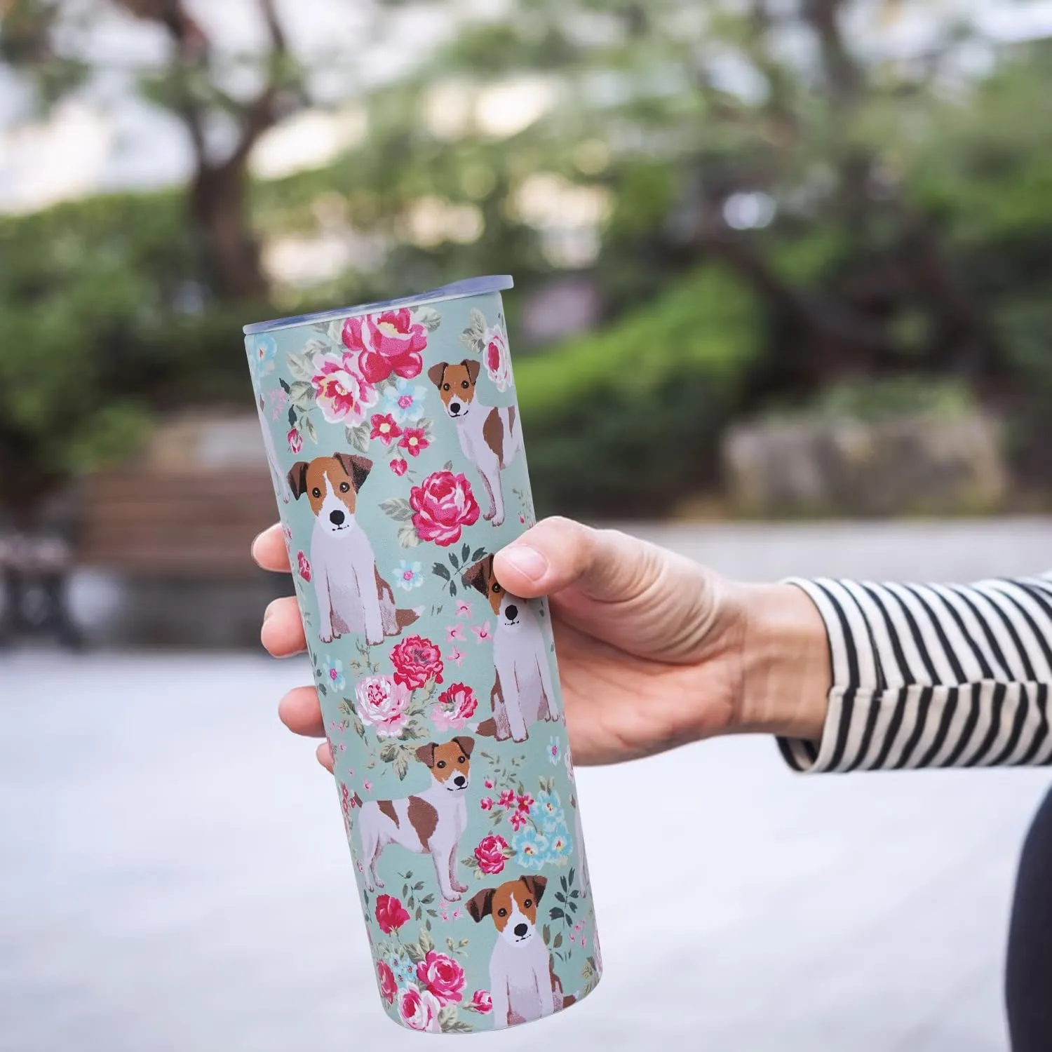 Jack Russell Terrier Gifts for Women Cute Dog Tumbler Coffee Cup for Women Jack Russell Terrier Travel Mug 20 Oz Stainless Steel Insulated Water Bottle With Lid and Straw