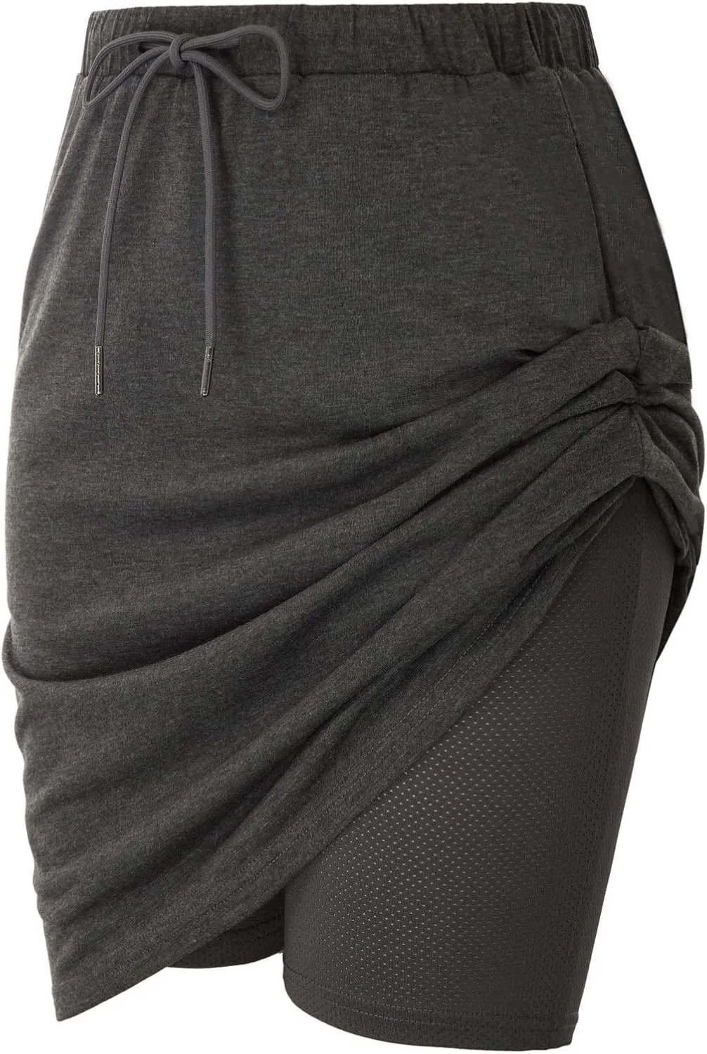 JACK SMITH Women's Stretchy Knee Length Skirts Athletic Skorts for Woman Drawstring Waist with Mesh Shorts Pockets