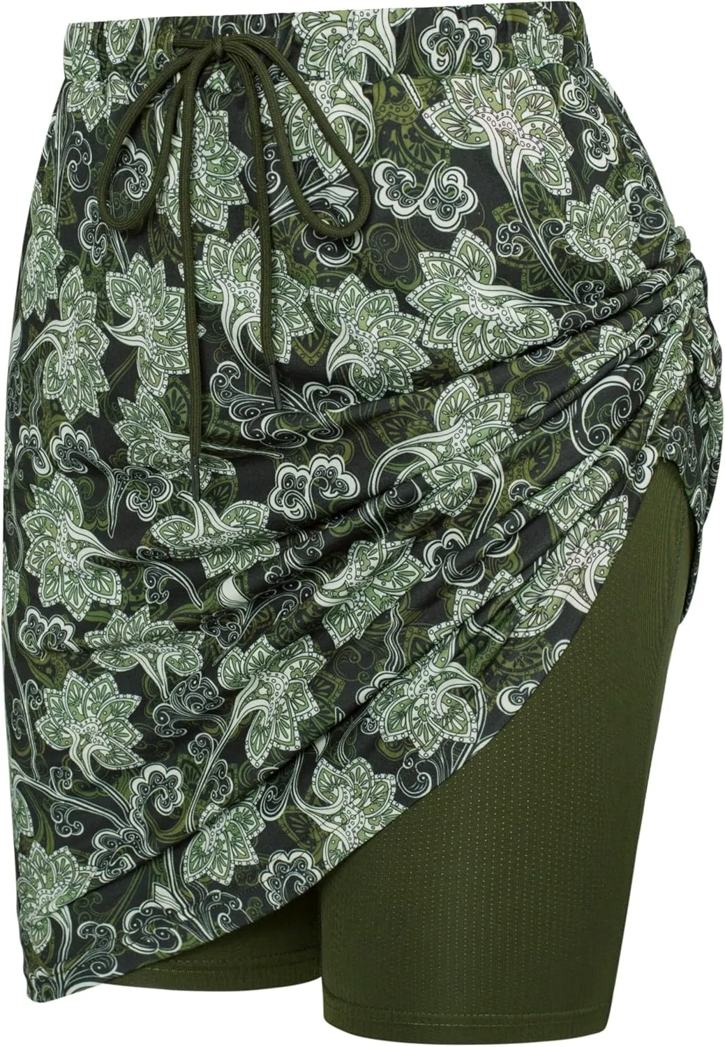 JACK SMITH Women's Stretchy Knee Length Skirts Athletic Skorts for Woman Drawstring Waist with Mesh Shorts Pockets