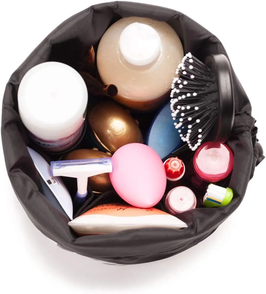 Jadyn Durable Cinch Top Makeup Organizer - Compact Travel Makeup Bag - 7 Interior Pockets for Cosmetics - Drawstring Toiletry Travel Bag for Women - 6L Storage Capacity - (Blooming Daisy)