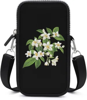 Jasmine Flowers Stem Crossbody Bag for Women Men Phone Purses Shoulder Bag Handbag