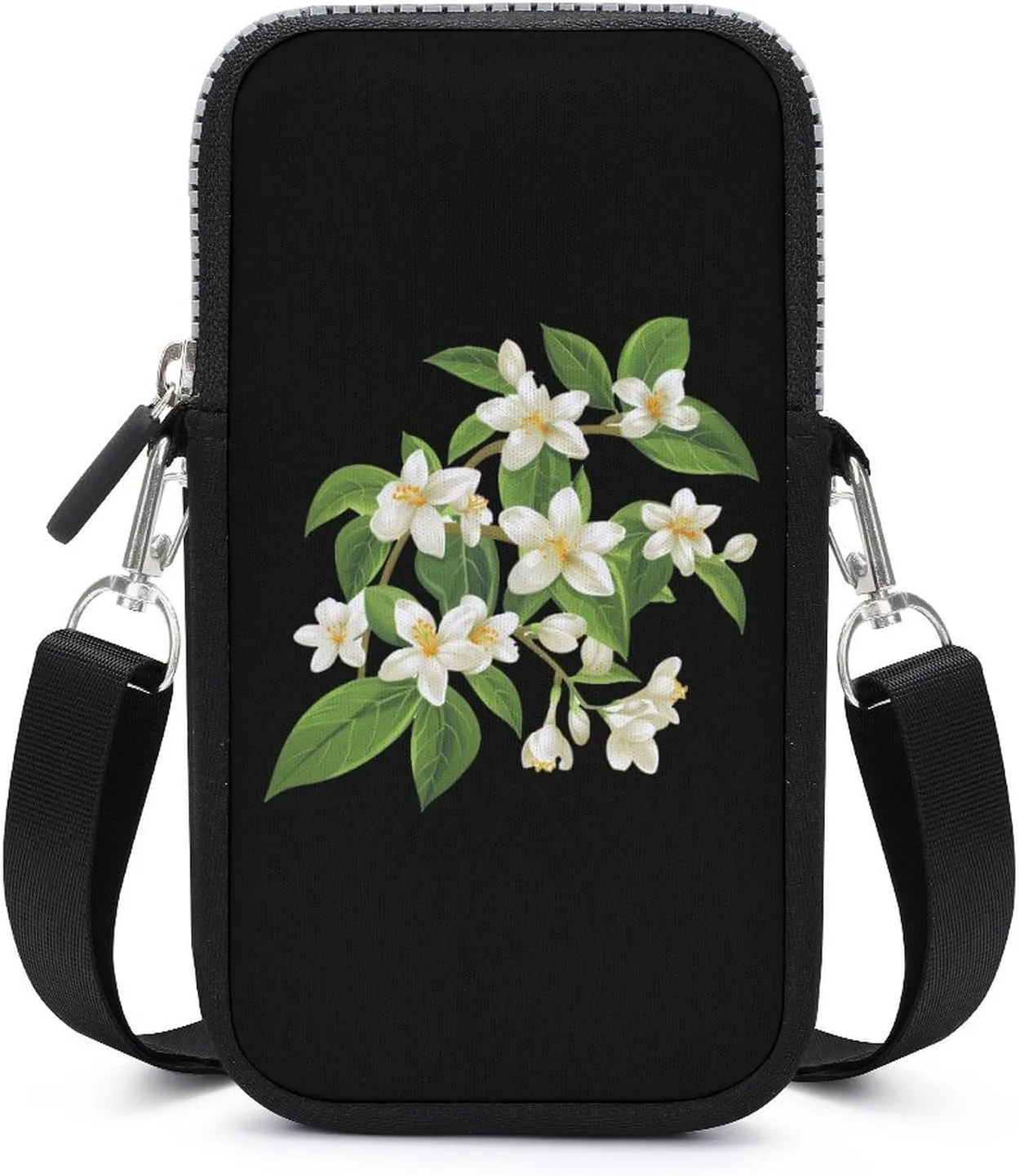 Jasmine Flowers Stem Crossbody Bag for Women Men Phone Purses Shoulder Bag Handbag
