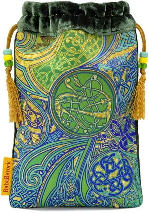 Jazzy Celtic Morning — limited edition tarot bag in green silk velvet