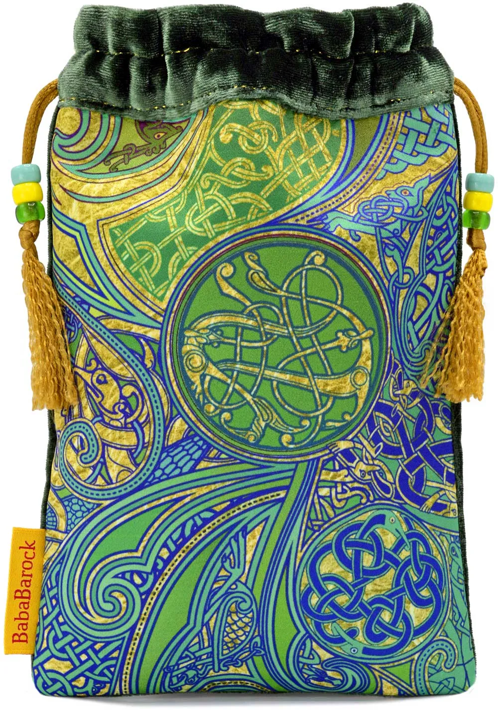 Jazzy Celtic Morning — limited edition tarot bag in green silk velvet