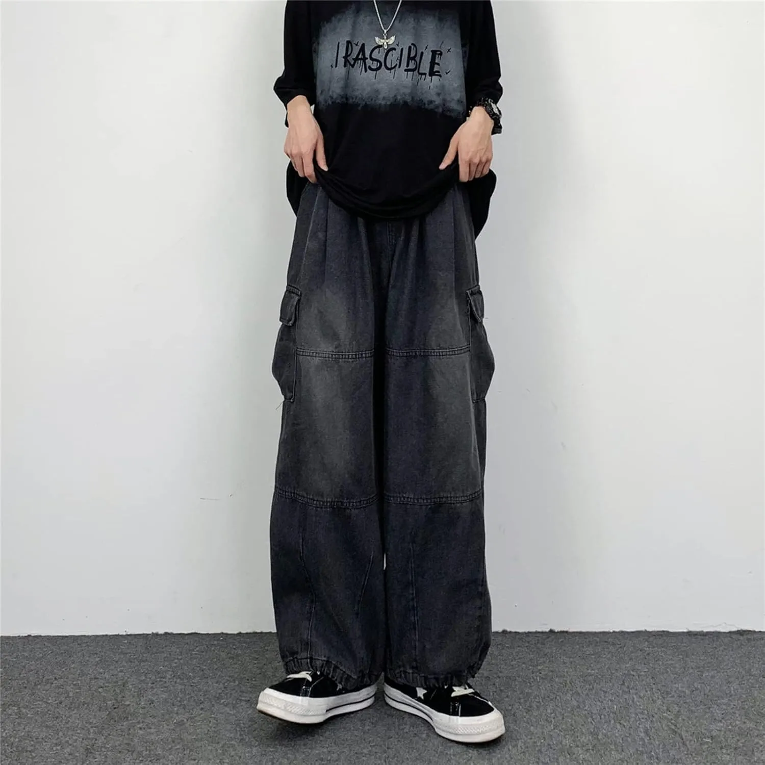 Jeans for Women Baggy Cargo Pants Men Y2K Parachute Pants with Pockets