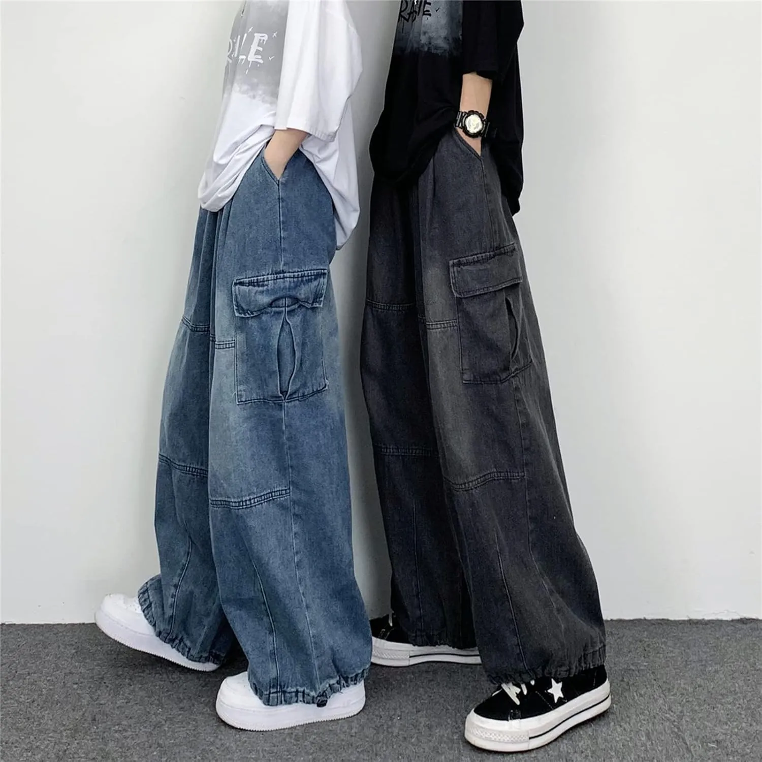 Jeans for Women Baggy Cargo Pants Men Y2K Parachute Pants with Pockets