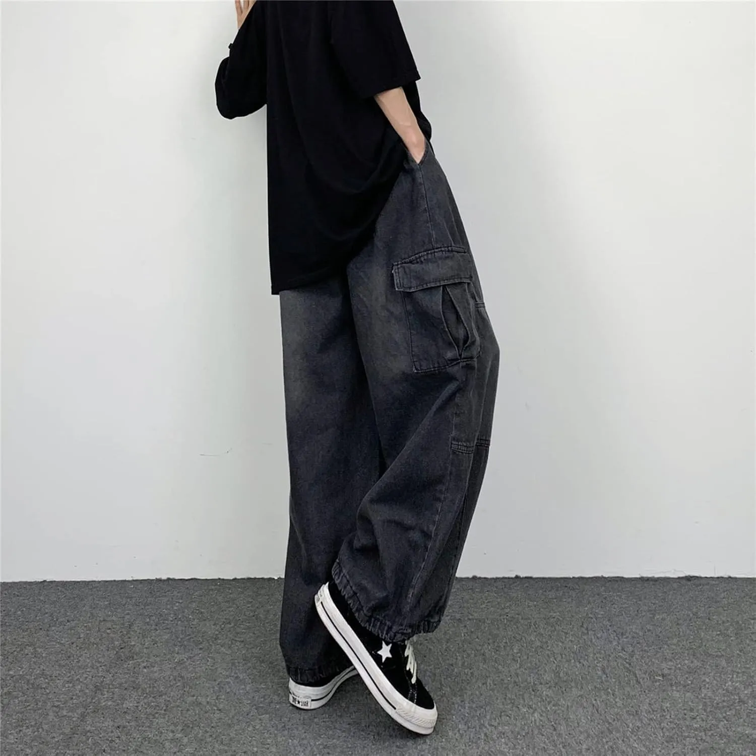 Jeans for Women Baggy Cargo Pants Men Y2K Parachute Pants with Pockets