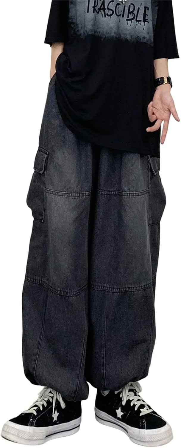 Jeans for Women Baggy Cargo Pants Men Y2K Parachute Pants with Pockets