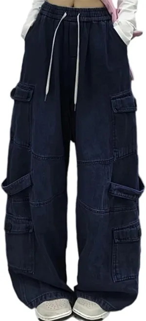 Jeans for Women Baggy Cargo Pants Men Y2K Parachute Pants with Pockets