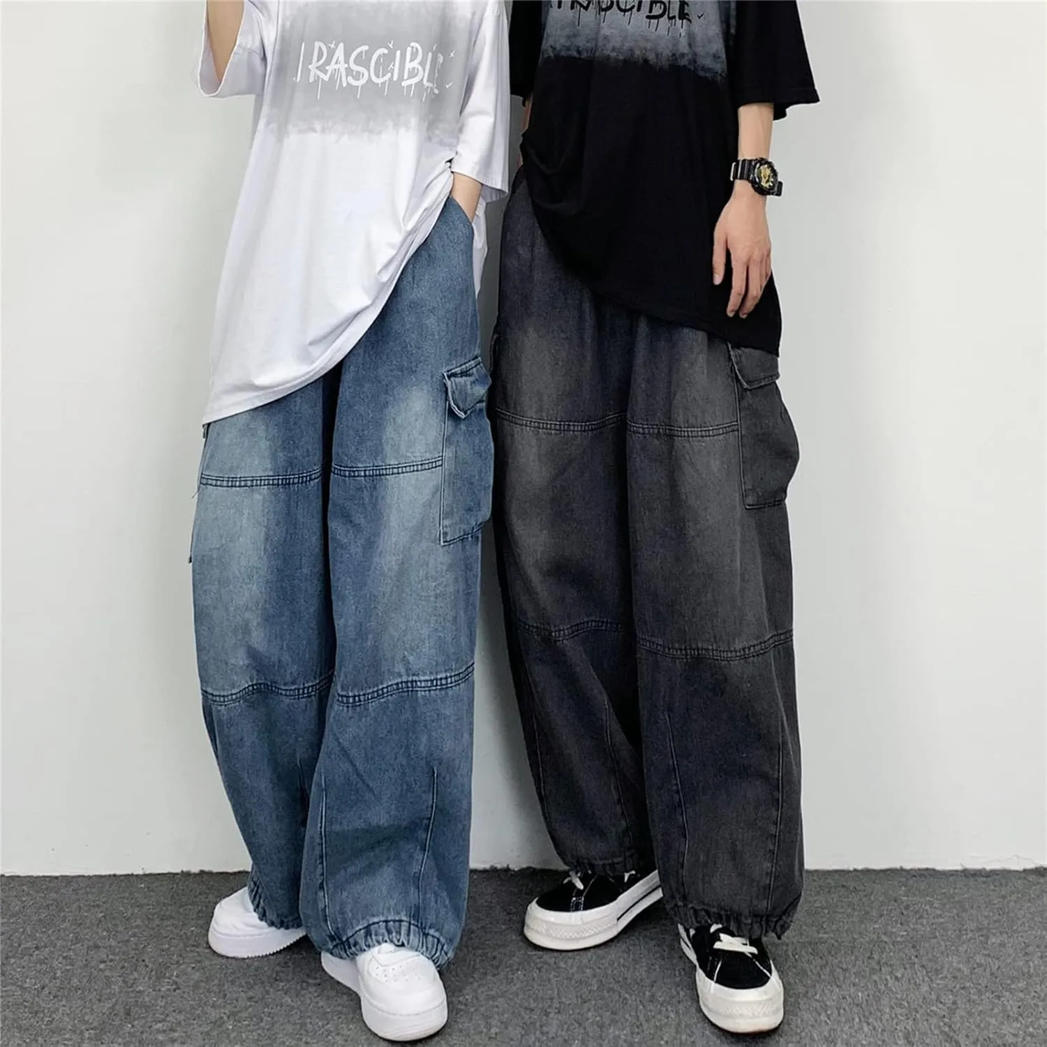 Jeans for Women Baggy Cargo Pants Men Y2K Parachute Pants with Pockets