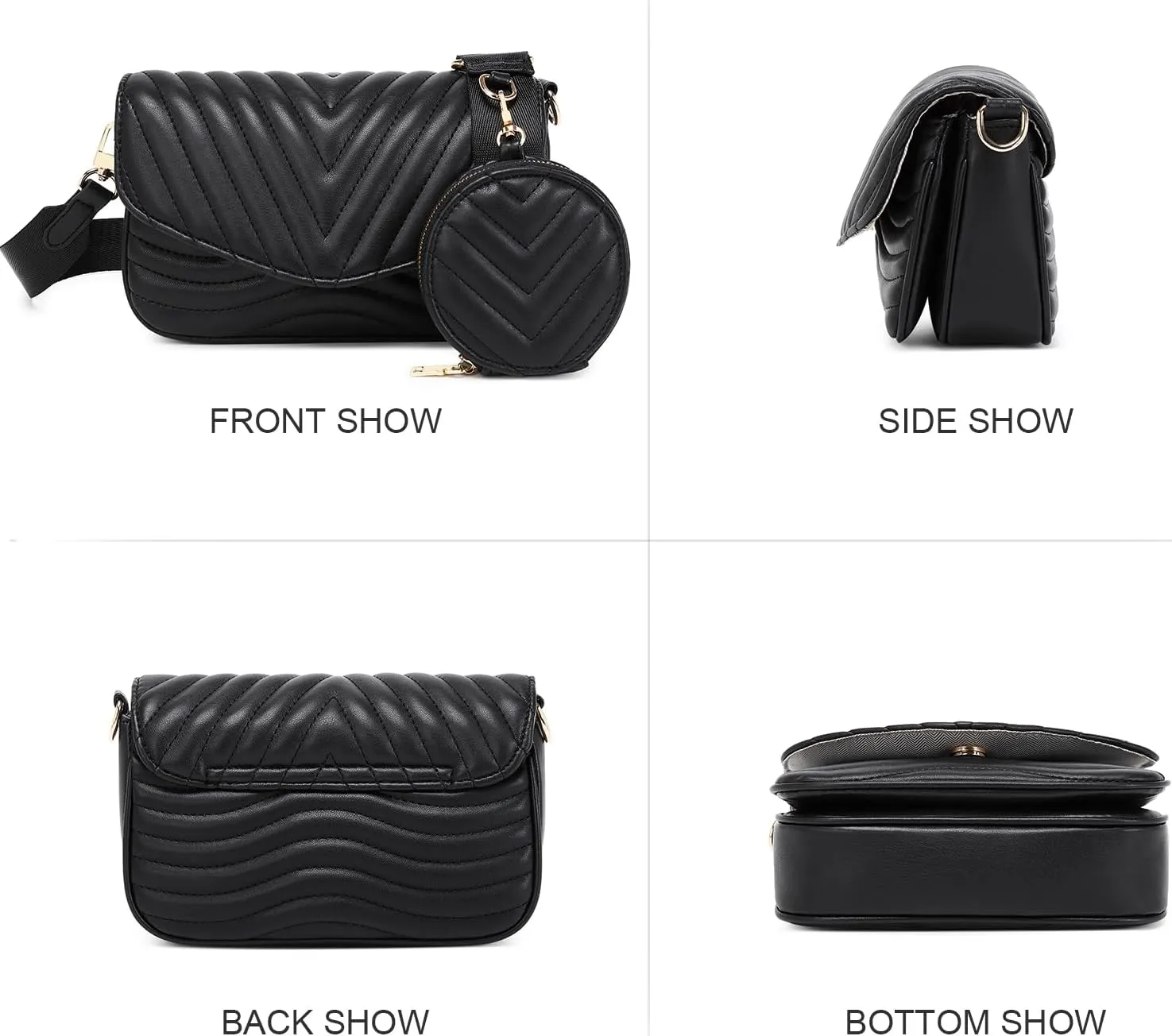 JEEHAN Quilted Crossbody Bags for women Designer Shoulder Handbags Small Purse