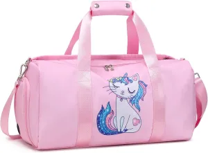 JIANYA Kids Sports Bag Dance Bag for Girls, Carry On Kids Duffle Bag with Shoe Compartment & Wet Pocket