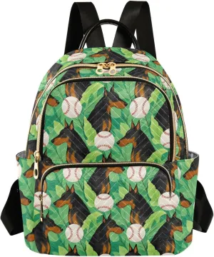 JIPONI Tennis & German Shepherd Small Backpack for Women, Travel Purse Back Pack, Casual Daypack, Lightweight Bag-S