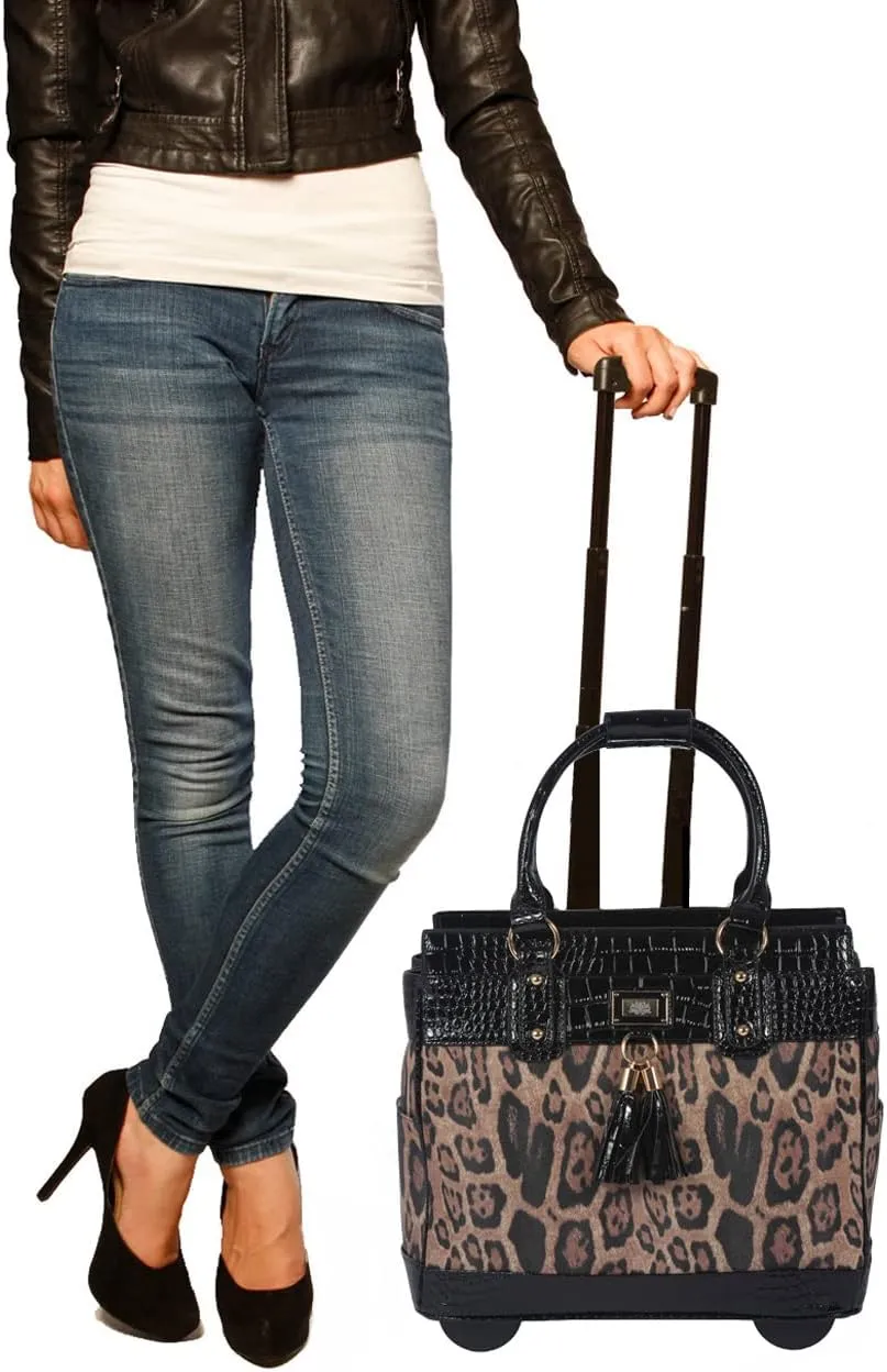 JKM & Company Rolling Laptop Bag Women, Rolling Briefcase for Women, 13"-17" Inch Laptop Bag with Wheels