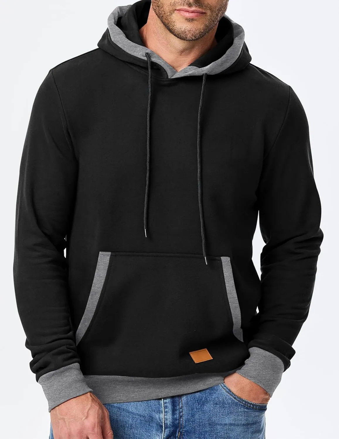 JMIERR Men's Cotton Casual Hoodies Sweatshirts Fashion Long Sleeve Drawstring Fleece Pullover Hoodie with Pockets