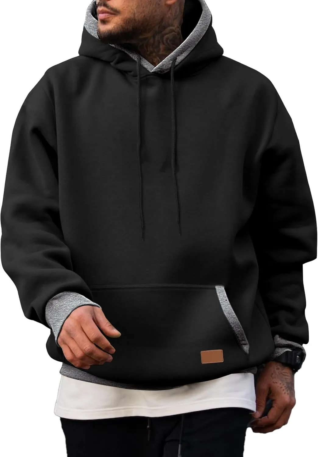 JMIERR Men's Cotton Casual Hoodies Sweatshirts Fashion Long Sleeve Drawstring Fleece Pullover Hoodie with Pockets