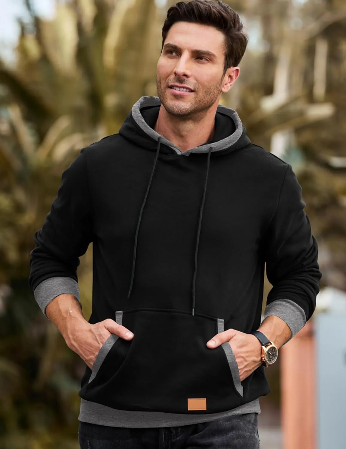 JMIERR Men's Cotton Casual Hoodies Sweatshirts Fashion Long Sleeve Drawstring Fleece Pullover Hoodie with Pockets