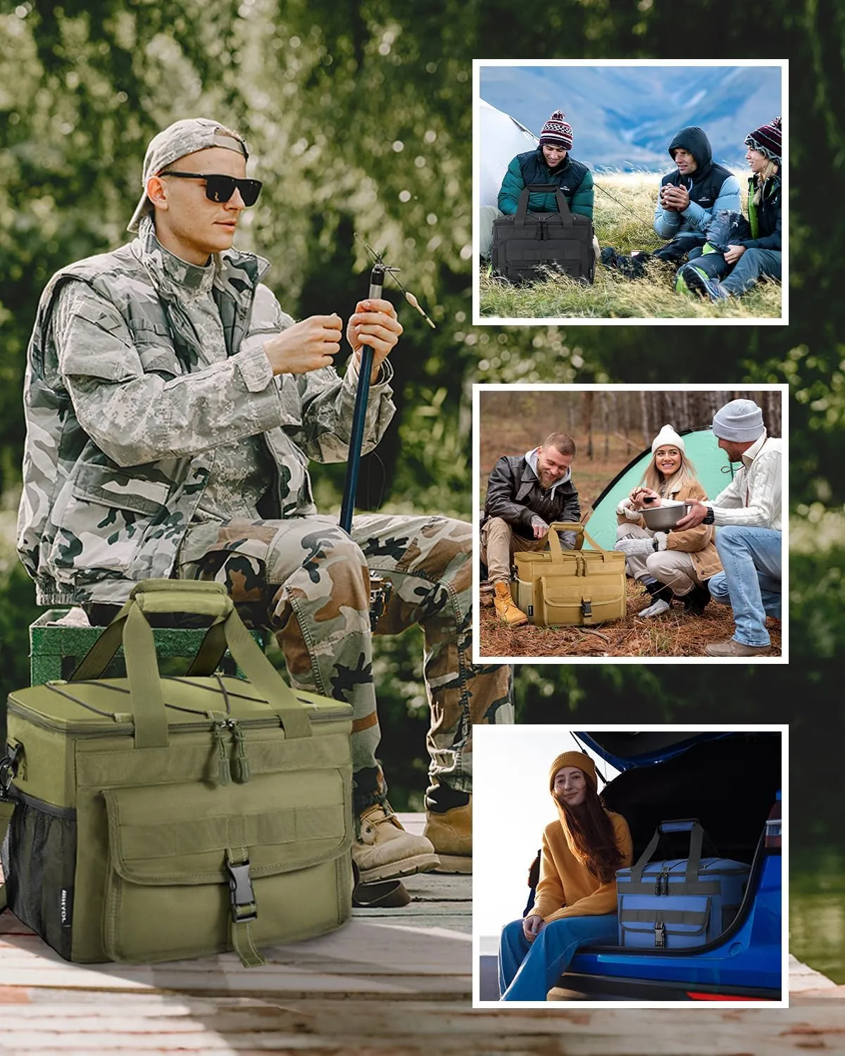 JOYHILL Soft Cooler Bag, 40 Cans Large Insulated Ice Chest Box for Lunch, Leakproof Portable Beach Cooler with Shoulder Strap for Camping,Travel,Picnic, Food Delivery 30L