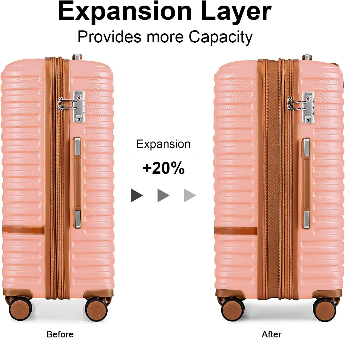 Joyway 28 Inch Large Luggage Hardside Suitcase with Spinner Wheel, Lightweight 3 Piece Suitcase Set with TSA Lock(Pink)