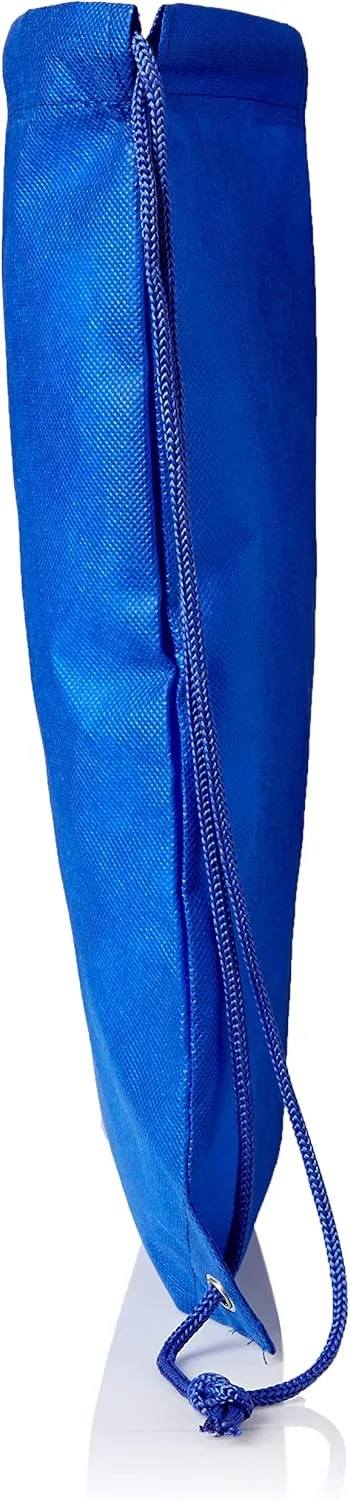 Jumbuzz Promotional Nonwoven Drawstring Bags Gym Sack Cinch Bags for Sports, Dance, Soccer, Hike, Yoga, Royal, Set of 50