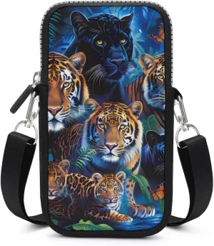 Jungle Animals Tiger Leopard Lion Crossbody Bag for Women Men Phone Purses Shoulder Bag Handbag