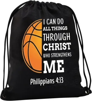 JYTAPP Basketball Drawstring Bag Christian Faith Basketball Bag Basketball Sport Drawstring Backpack Basketball Player Gifts