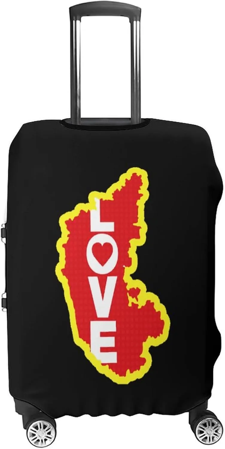 Karnataka Map Love Fashion Luggage Cover Protector Washable Elastic Suitcase Cover Anti-Scratch