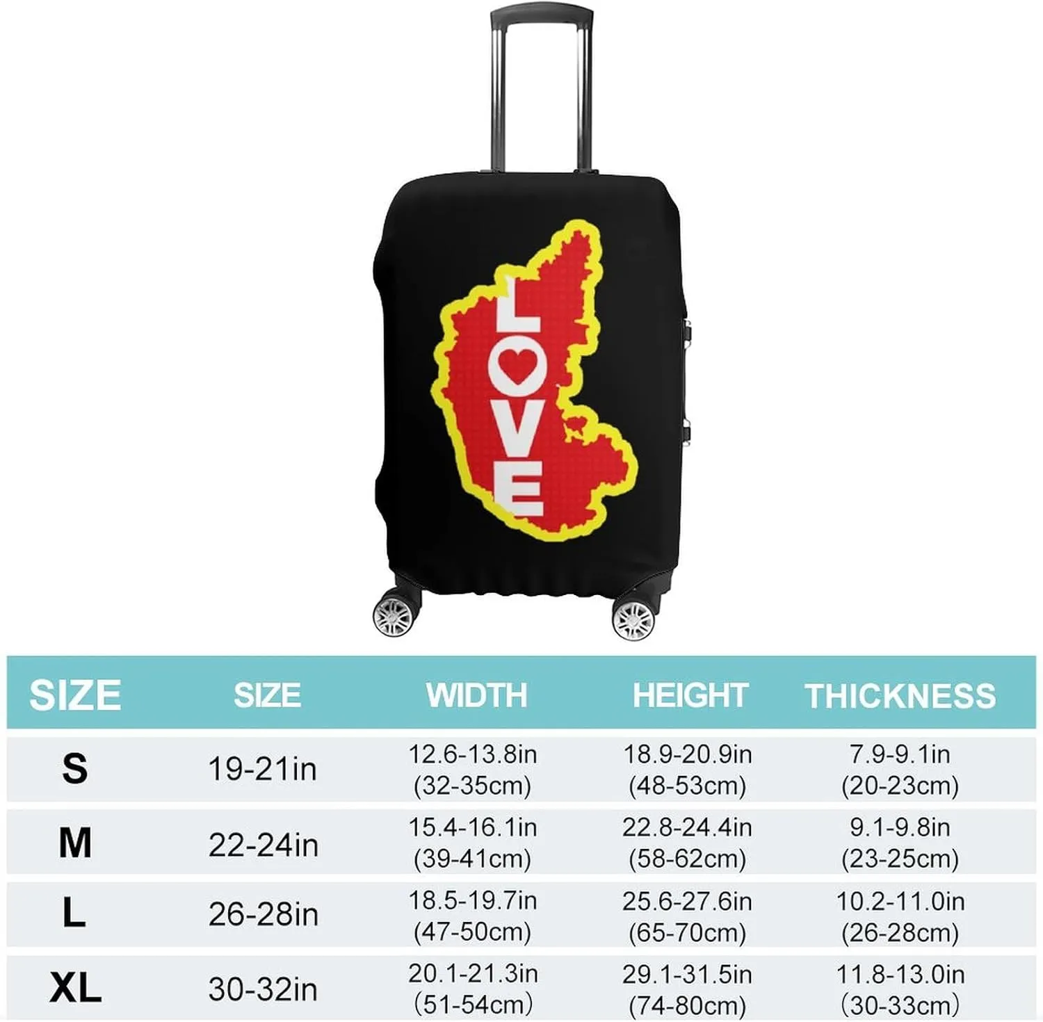 Karnataka Map Love Fashion Luggage Cover Protector Washable Elastic Suitcase Cover Anti-Scratch