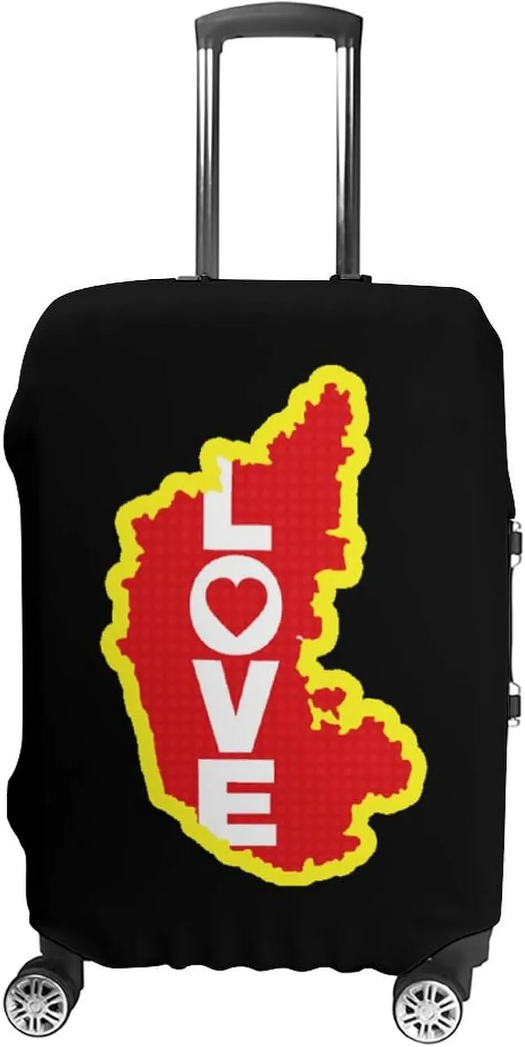 Karnataka Map Love Fashion Luggage Cover Protector Washable Elastic Suitcase Cover Anti-Scratch