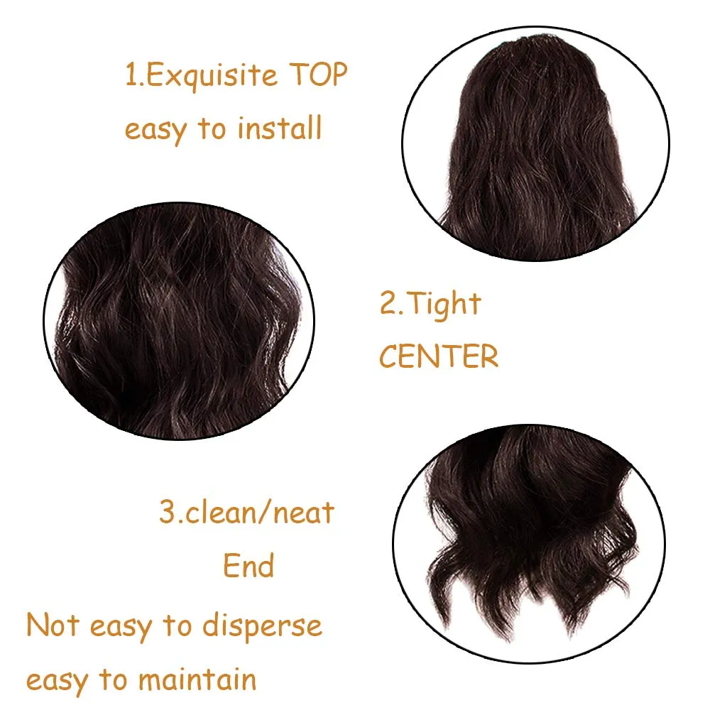 KETHBE 24 Inch Long Body Wave Ponytail hair Extension Synthetic Heat Resistant Wrap Around Drawstring Curly Wavy Ponytail Hairpieces for Women (4#)