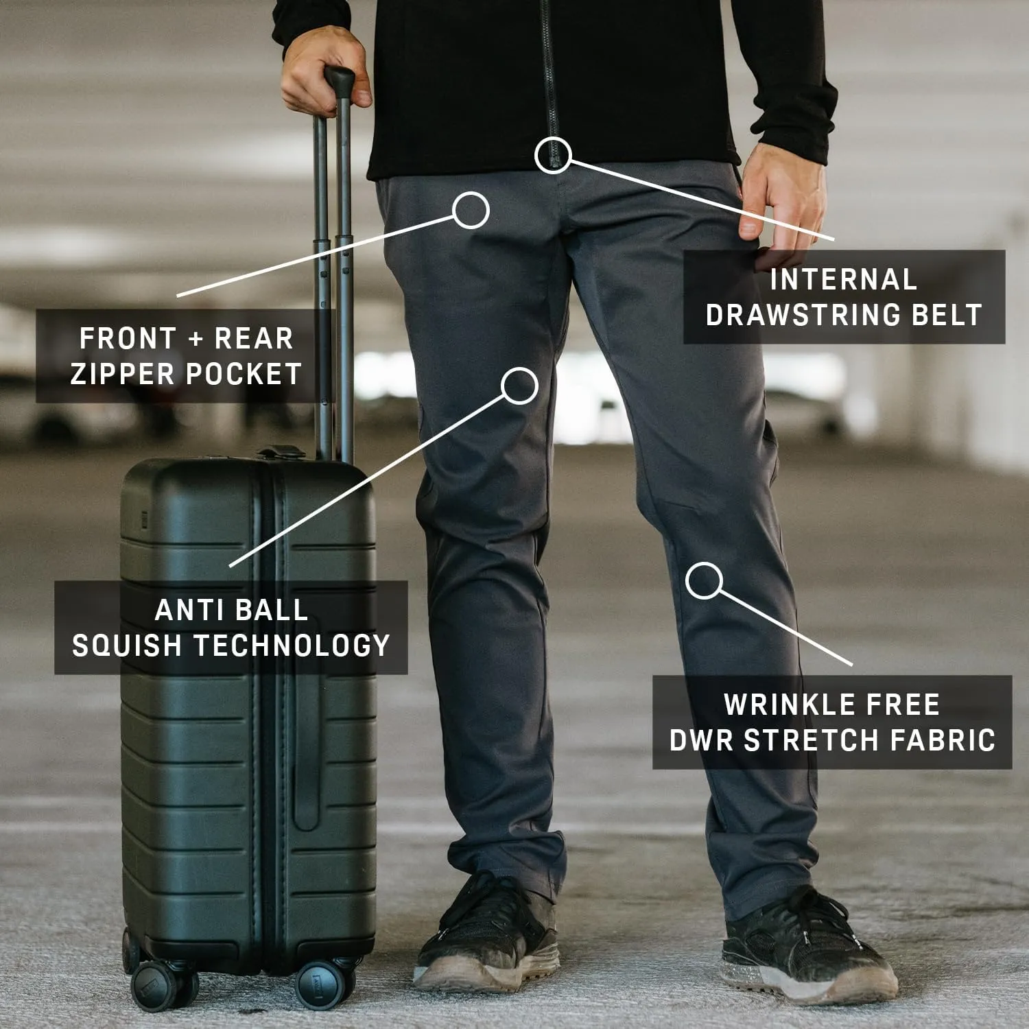 KETL Tomfoolery Travel Pants: Stretchy, Packable, Casual Chino Style W/Zipper Pockets - Men's