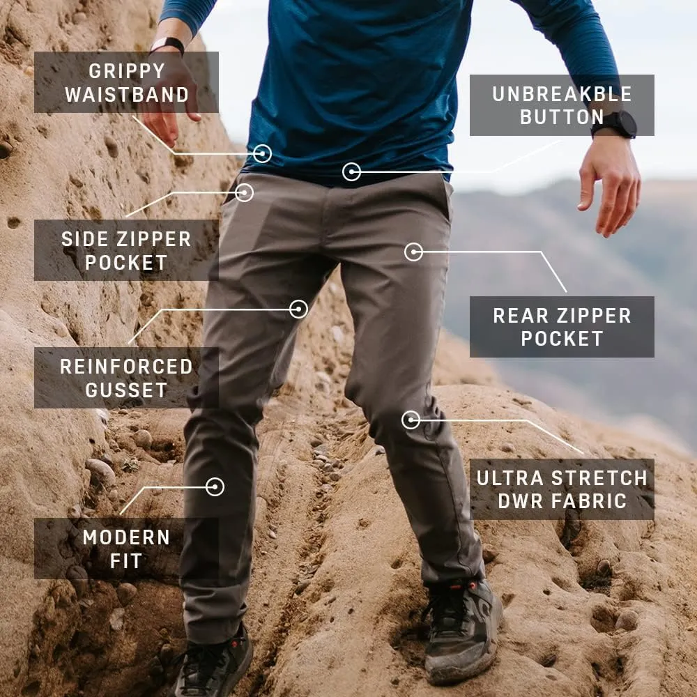 KETL Tomfoolery Travel Pants: Stretchy, Packable, Casual Chino Style W/Zipper Pockets - Men's