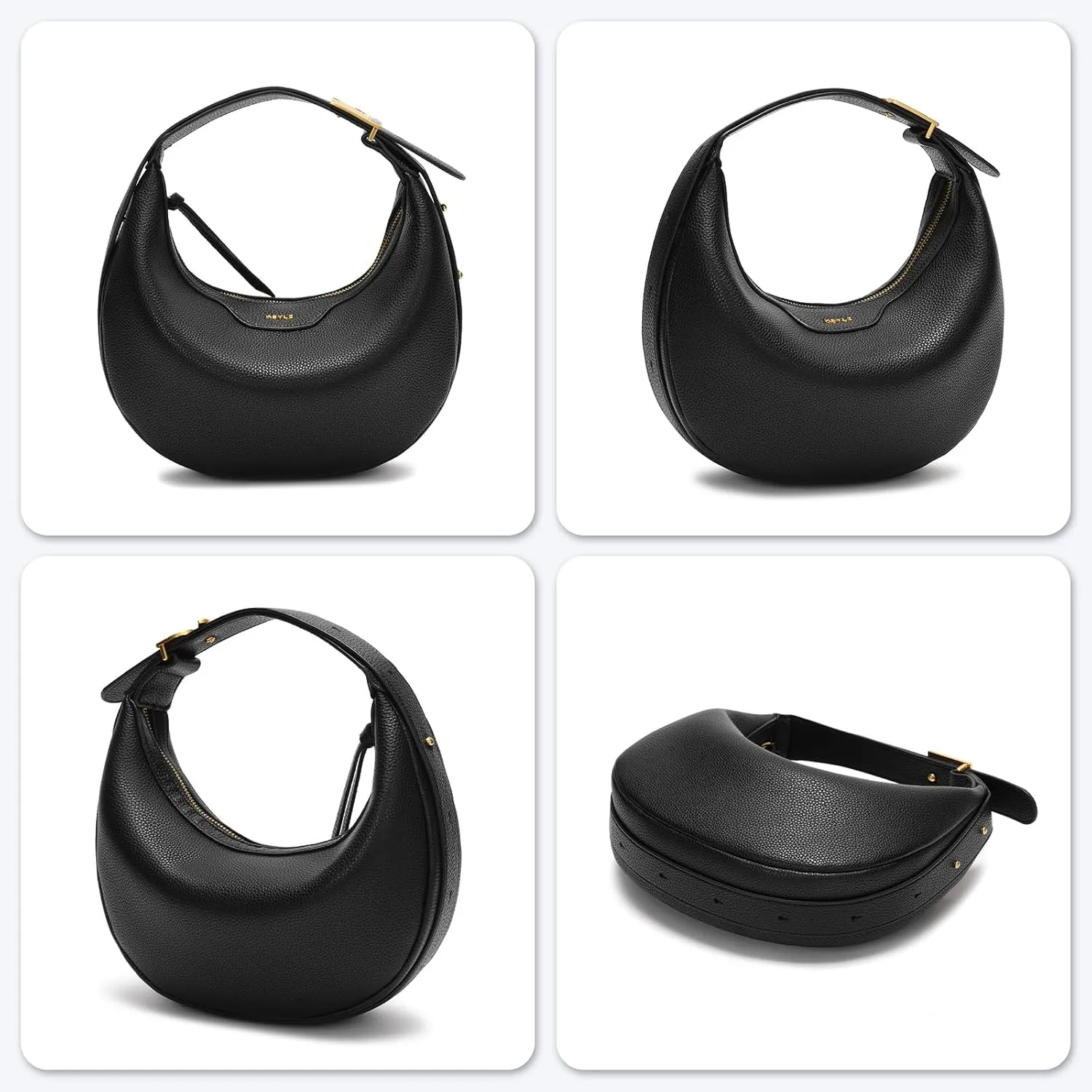 Keyli Crescent Shoulder Bag for Women Trendy Leather Crossbody Hobo Purse Vegan Clutch Handbag Adjustable Strap