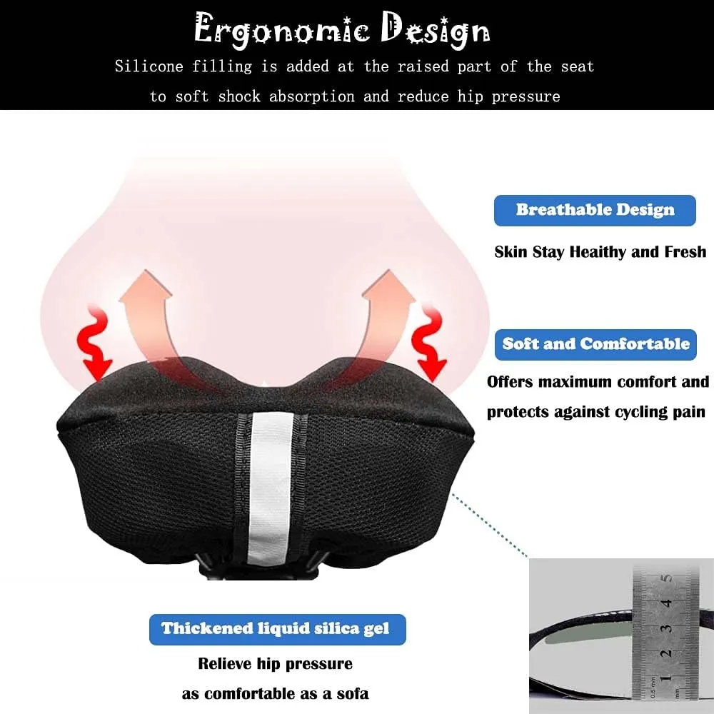 Kids Gel Bike Seat Cushion Cover for Boys & Girls, 9"x6" Breathable & Extra Soft Memory Foam Children Bicycle Saddle Pad with Water&Dust Resistant Cover